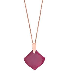 Kendra Scott Aislinn Rose Gold Long Pendant Necklace in Maroon Jade New
